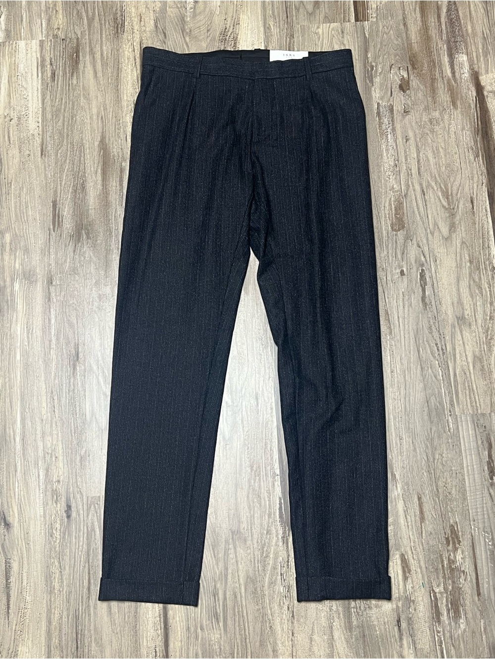Ikks Men's Black Tapered Tailored Dress Cuffes Trousers